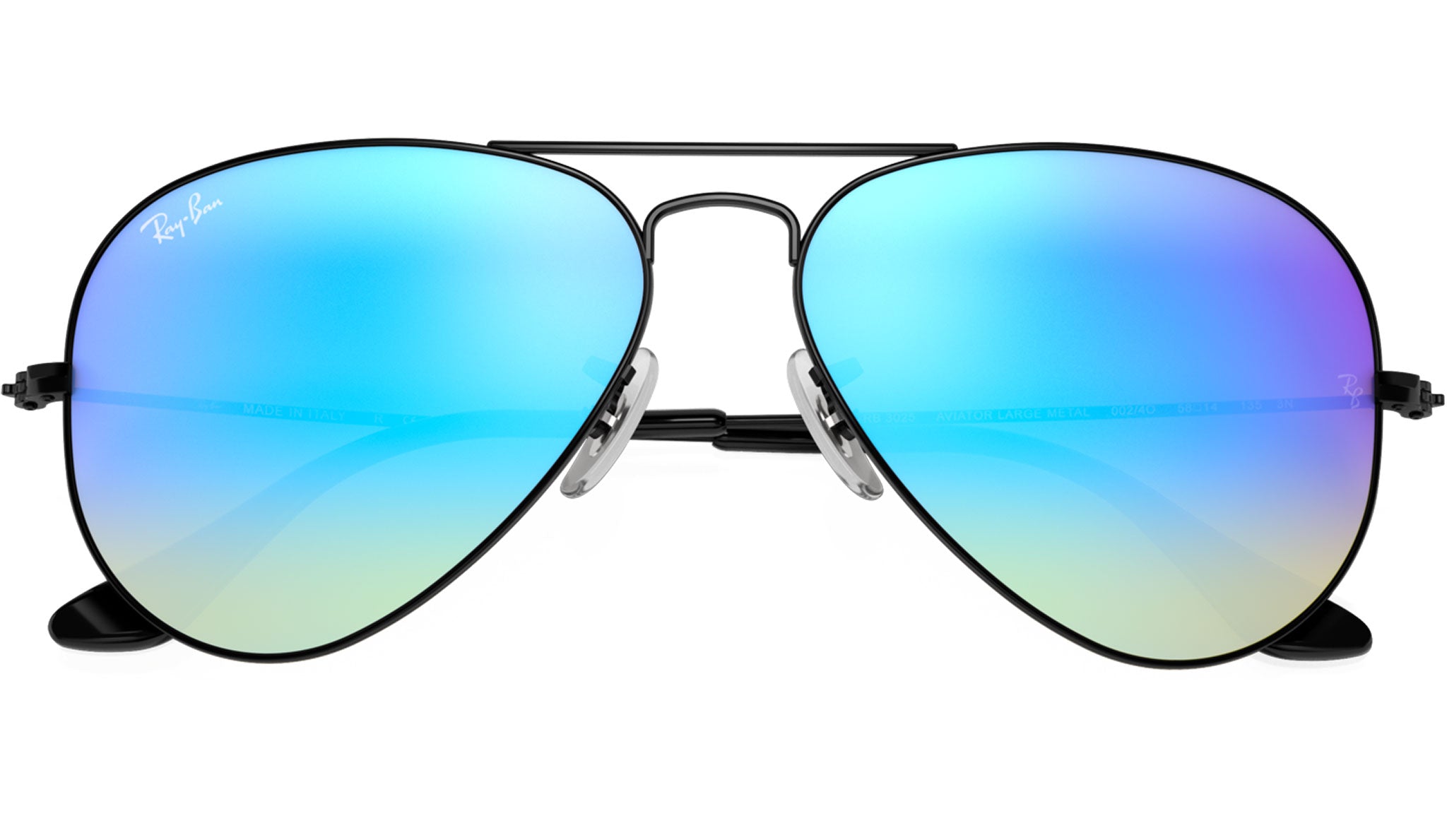 Aviator Flash Lenses Gradient RB3025 002/40 Black Blue Flash